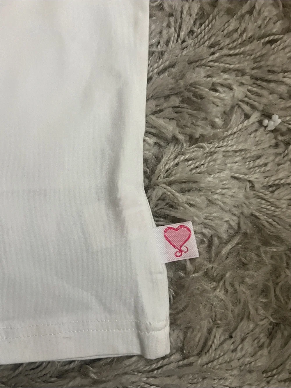 Mim-Pi NEW White Tee with Neon Pink Puff Sleeves and Girl Graphic